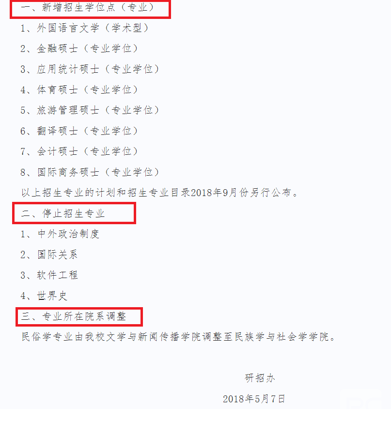 2019考研：部分專業(yè)和考試科目有變動的學(xué)校整理